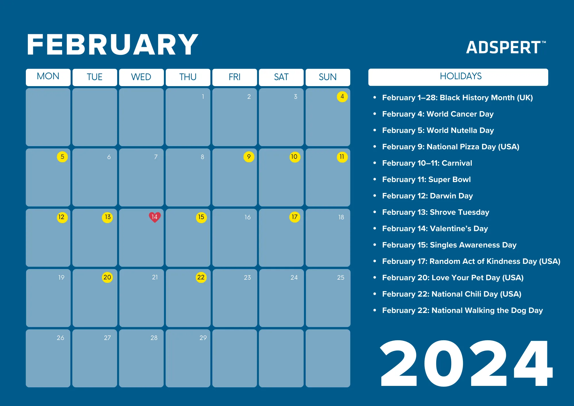 Valentine's Day 2024 - Awareness Days Events Calendar 2024